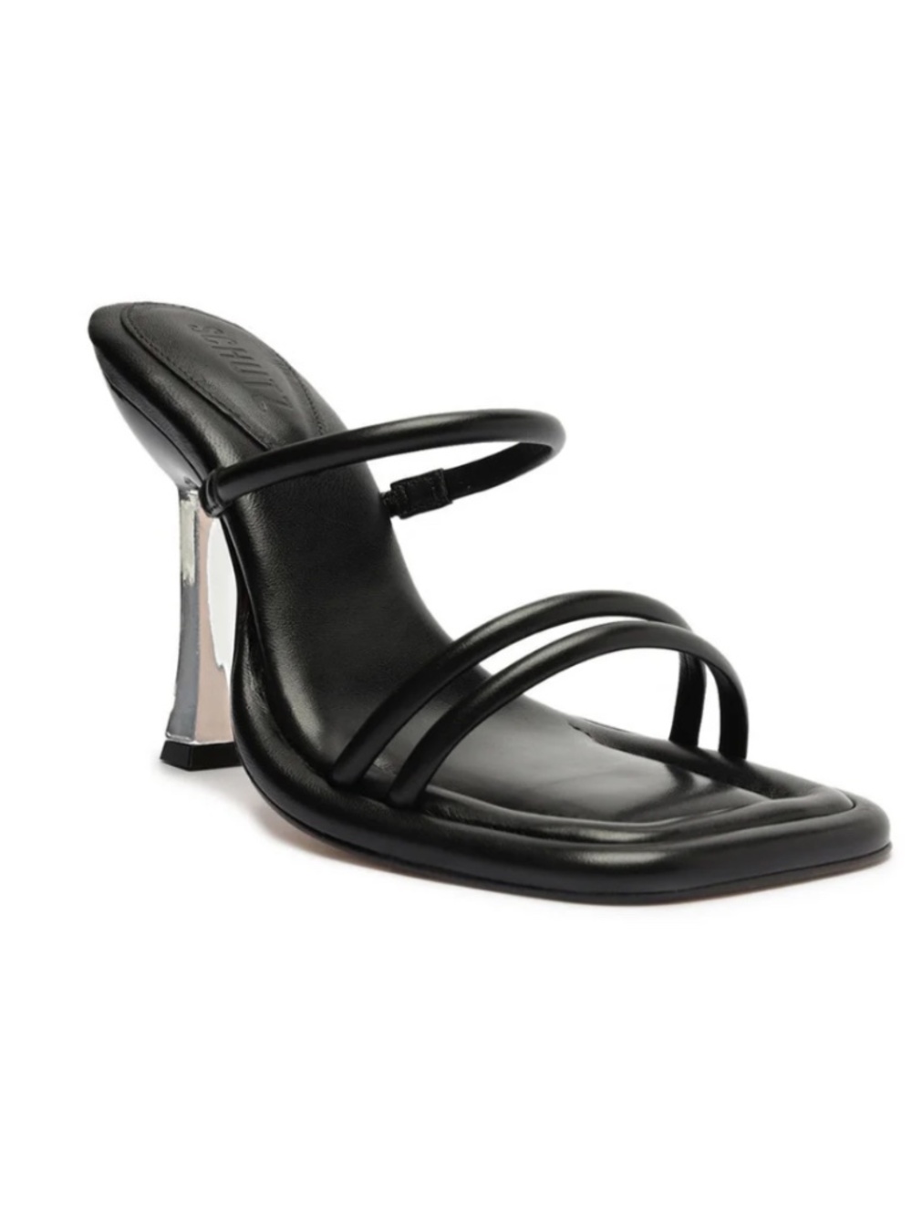 Schutz Women's "Agatha" Black Strappy Leather Square Toe Sandals Size: 8.5B